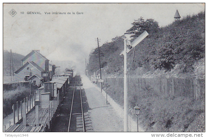 Genval   Vue Intérieur De La Gare Train Circulé En 1910 - Rixensart