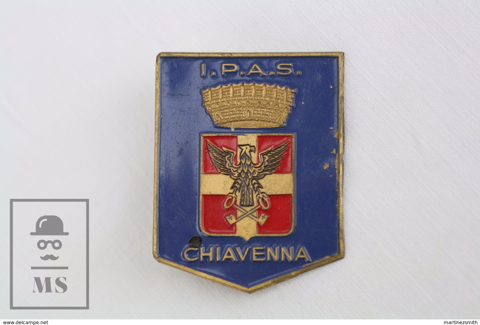 Vintage I.P.A.S. Chiavenna, Italy Coat Of Arms Badge - Ciudades