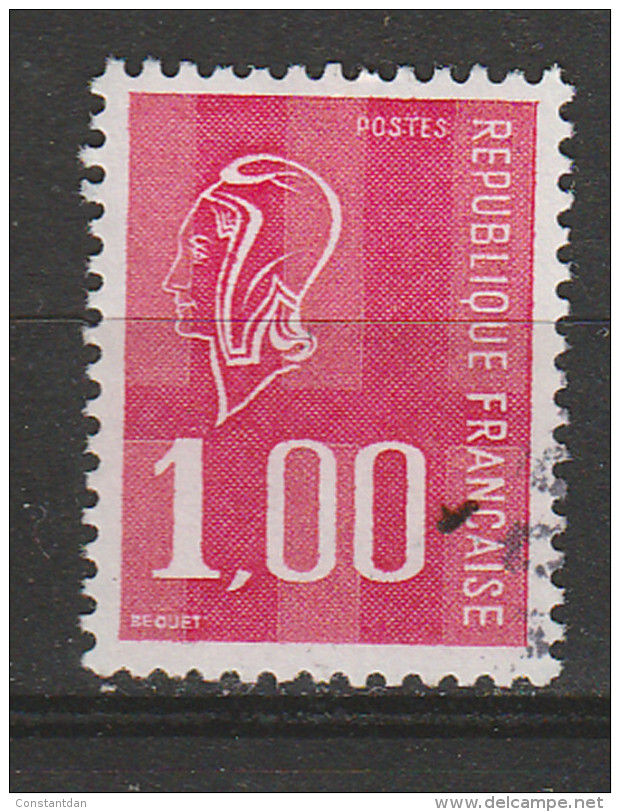 FRANCE N° 1892 1F ROUGE TYPE BECQUET BANDE DE PHOSPHORE DISJOINTE OBL - Used Stamps