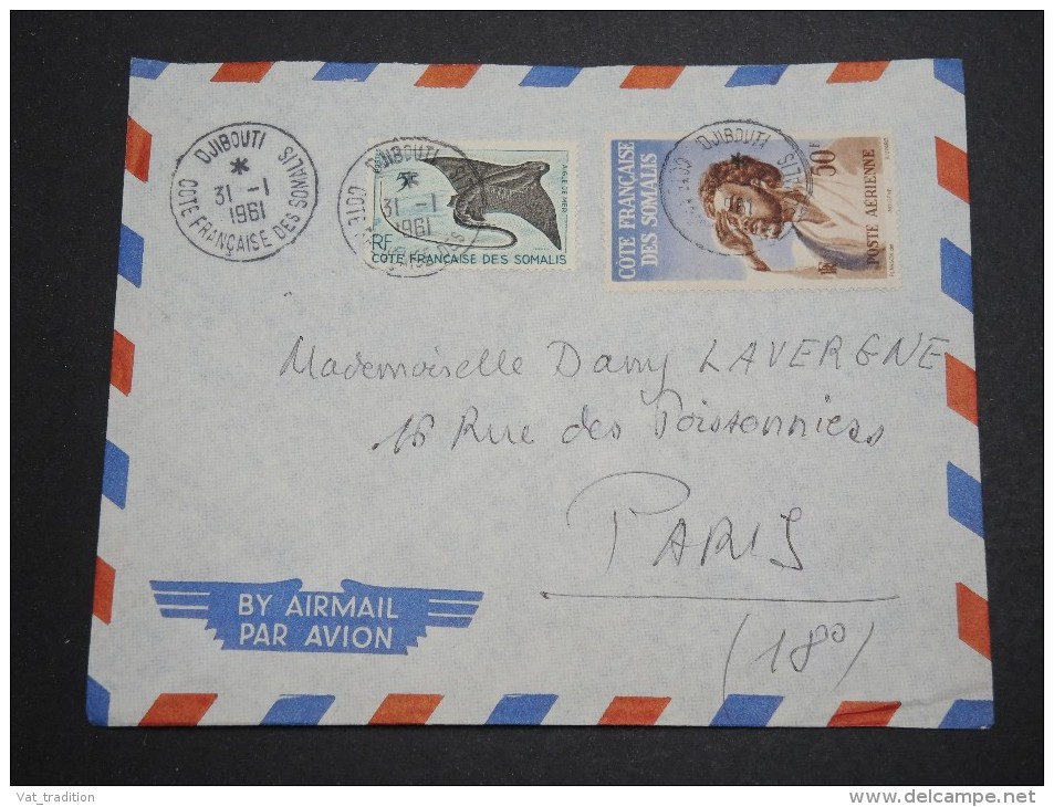 FRANCE / COTE DES SOMALIS - Enveloppe De Djibouti Pour La France En 1961 , Affranchissement Plaisant - A Voir - L 5795 - Lettres & Documents