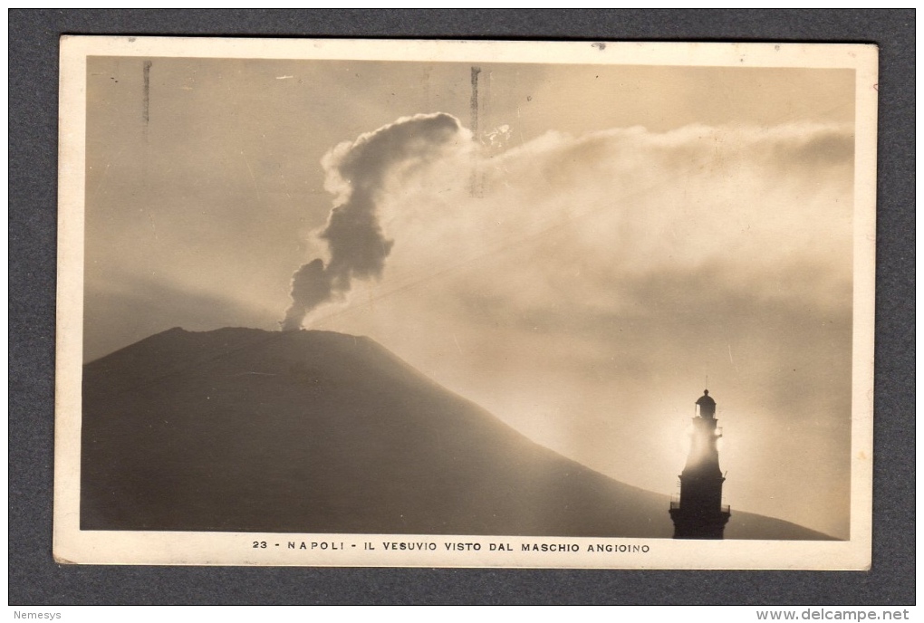 1927 NAPOLI IL VESUVIO ERUTTANTE CON FARO FP V SEE 2 SCANS NITIDO ANNULLO A TARGHETTA AGRICOLTORI... - Napoli