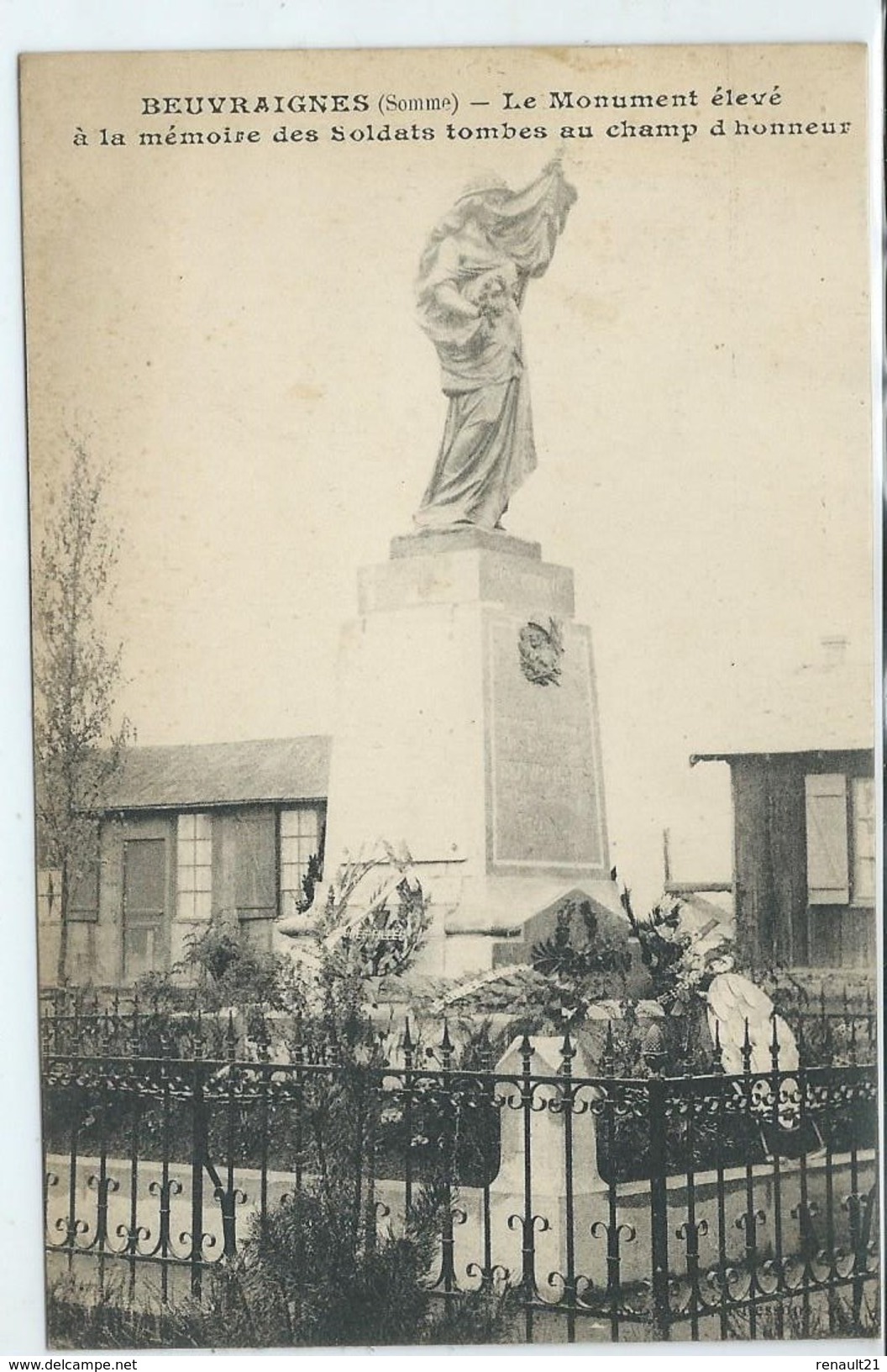 Beuvraignes-Le Monument élevé à La Mémoire Des Soldats Tombes Au Champ D'honneur-(CPA) - Beuvraignes