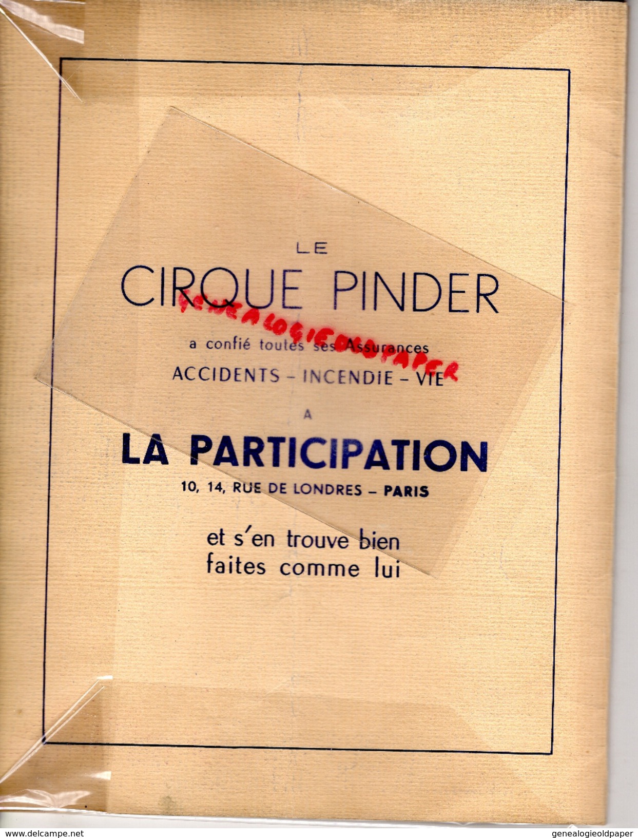 PROGRAMME CIRQUE PINDER -PRODUCTION CHARLES SPIESSERT-PATINAGE 1954- CAMION BERNARD-JEAN THELEN-COGNAC BRUGEROLLE - Programas