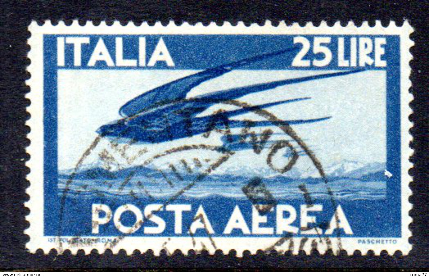 T1698 - REPUBBLICA 1945 , Posta Aerea Il  25 Lire N. 131 Usato .  Democratica - Posta Aerea