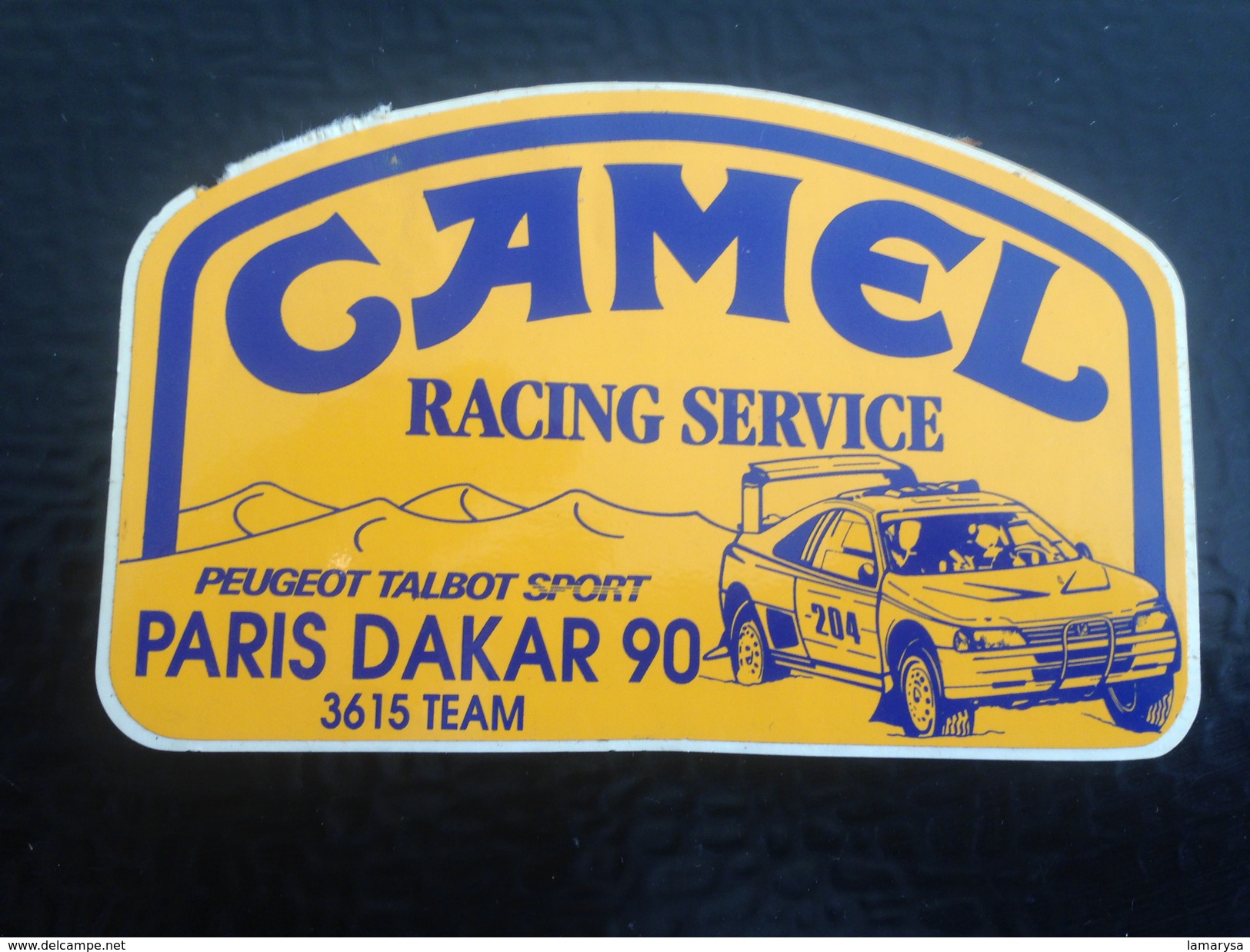 Vintage Sticker Publicité Autocollant Publicitaire CIGARETTES TABAC KAMEL  RACING VOITURE AUTOMOBILE PARIS -DAKAR 90