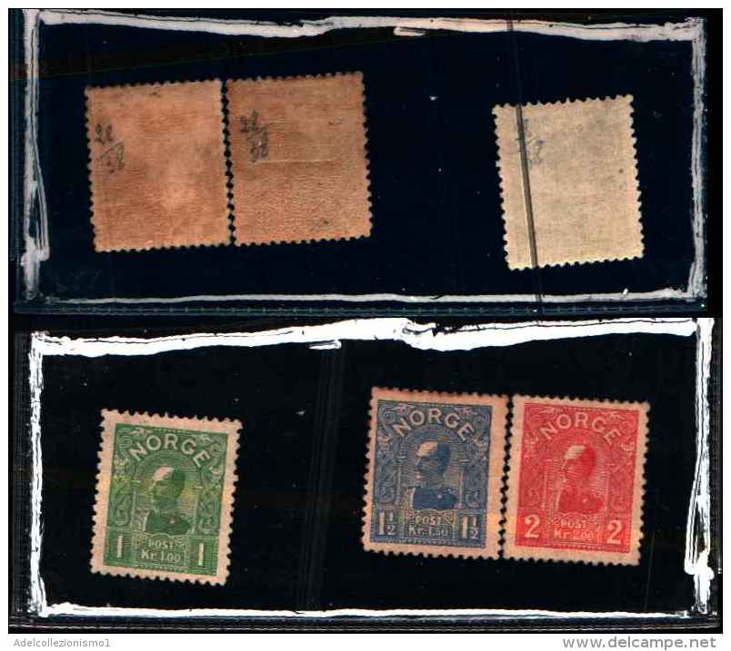 83121) Norvegia-1907- Effige Dihaakon VII Re Di Norvegia-serie Completa N. 63-64-65 Mnh** Cat-1500€ - Nuovi