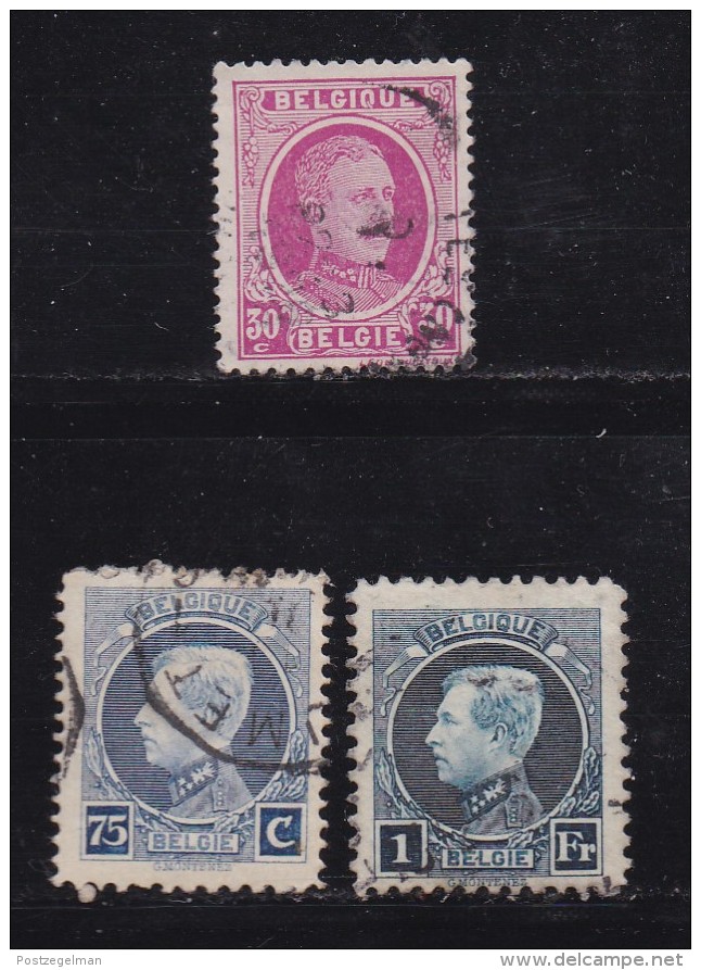 BELGIUM, 1923, Used Stamp(s), Albert I, MI 187=190,  #10288, 3 Values Only - Other & Unclassified