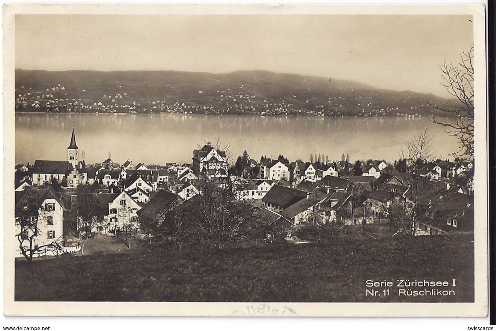 RÜSCHLIKON: Foto-AK Dorfteil Mit See 1931 - Dorf