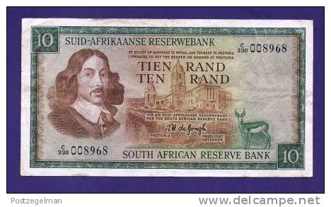 SOUTH AFRICA 1967,   Banknote , USED VF,  10 Rand, Wm Van Riebeeck, Afrikaans, 114c - Suráfrica