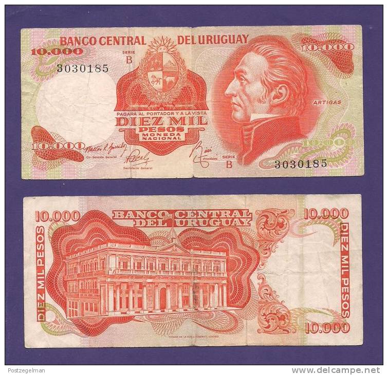 URUGUAY 1980 ,  Banknote , USED FINE, 10.000 Pesos Km 52 - Uruguay