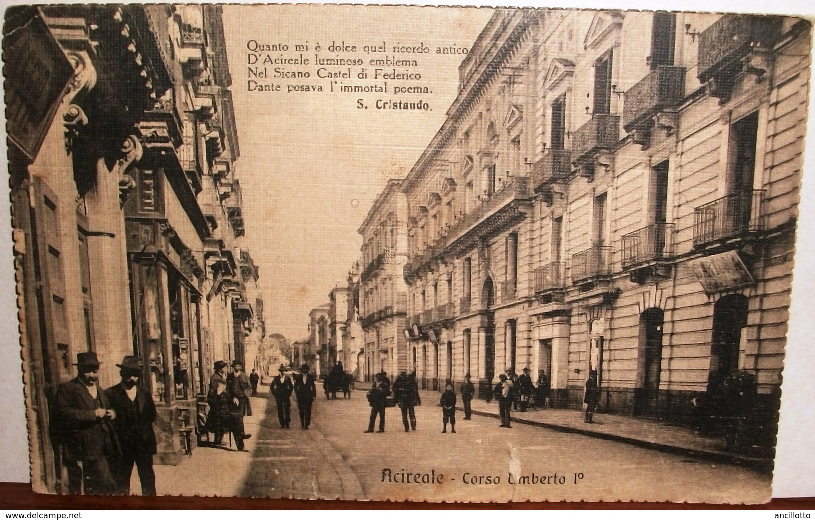 ACIREALE-CORSO UMBERTO I°-VIAGGIATA 1920-CARTOLINA ANIMATA. - Acireale