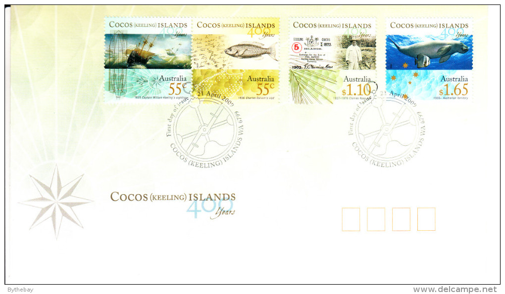 Cocos (Keeling) Islands 2009 FDC Scott #351-#353 Set Of 4 400 Years First European Sighting - Cocos (Keeling) Islands