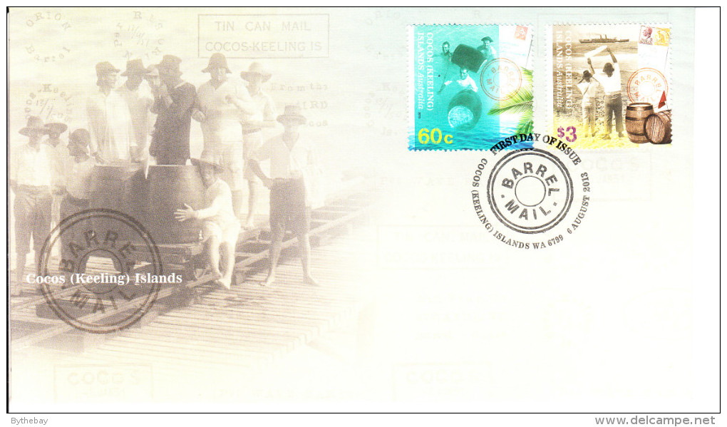 Cocos (Keeling) Islands 2013 FDC Set Of 2 Barrel Mail - Cocos (Keeling) Islands