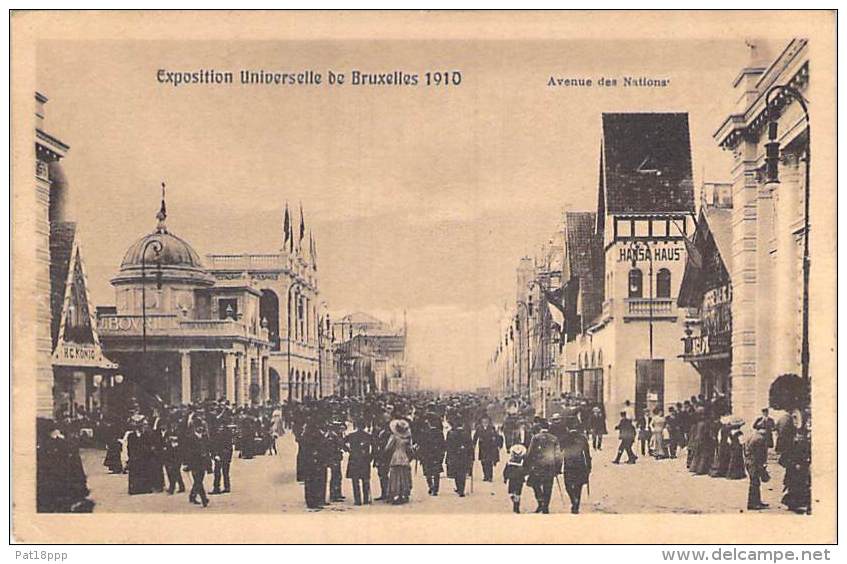 BELGIQUE - BRUXELLES : Avenue Des Nations à L'EXPOSITION UNIVERSELLE De 1910 (Belgium Belgien België ) - Expositions Universelles