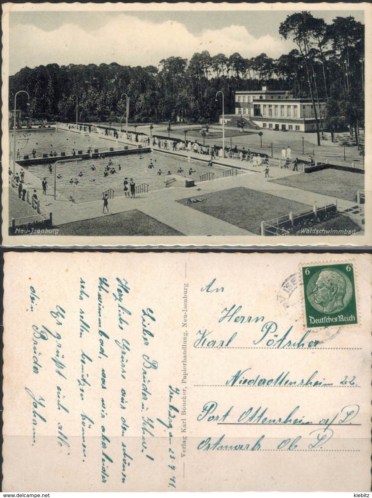 Deutschland Hessen Neu Isenburg - Waldschwimmbad Gelaufen 1941 - Neu-Isenburg