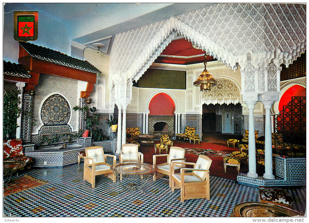 Salon Arabe,  Hotel Rif, Tanger, Morocco Postcard Posted 1966 Stamp - Tanger