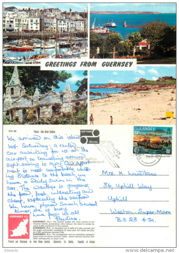 Multiview, Guernsey Postcard Posted 1983 Stamp - Guernsey