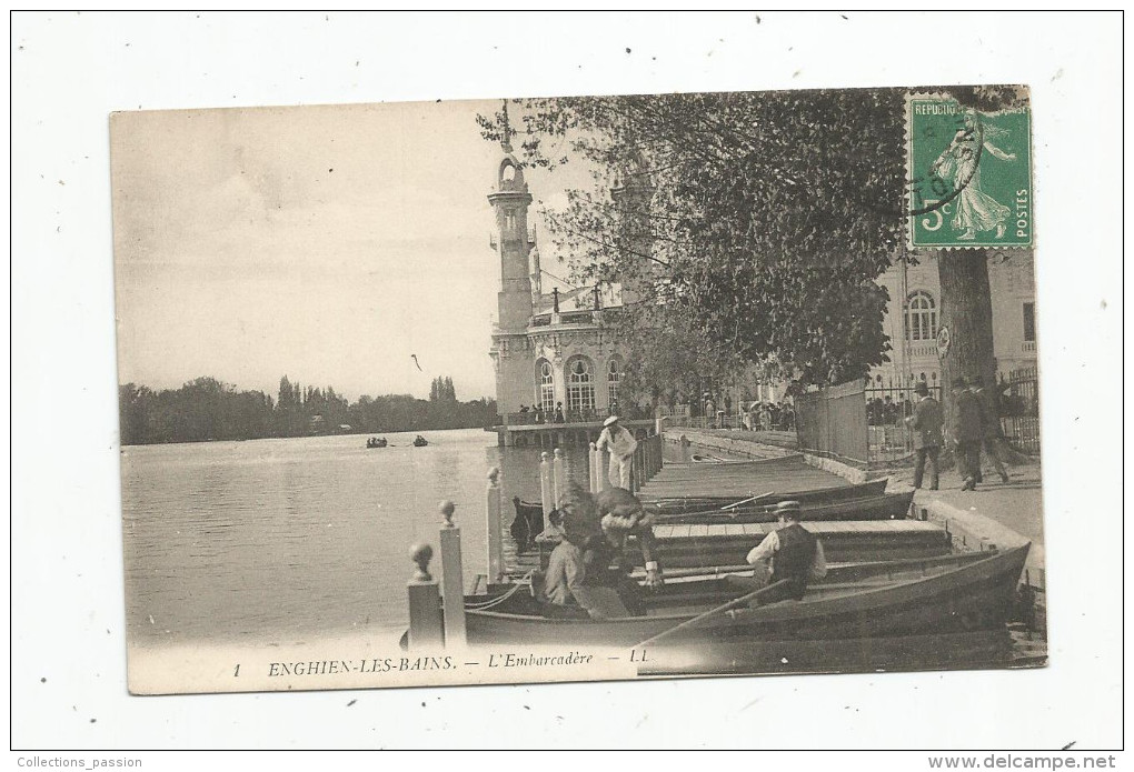 Cp, 95 , ENGHIEN LES BAINS , L'embarcadère , Barques , Belle Animation , Voyagée - Enghien Les Bains