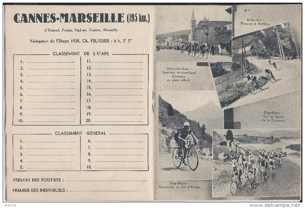 Sport Cyclisme Tour De France 1936 - Etapes Classement - Cyclisme