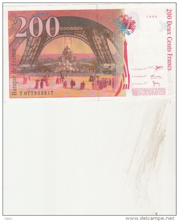 - Billet De 200 FRANCS  EIFFEL  1999 état NEUF 2 Petits Trous D'épingle - 004 - 200 F 1995-1999 ''Eiffel''