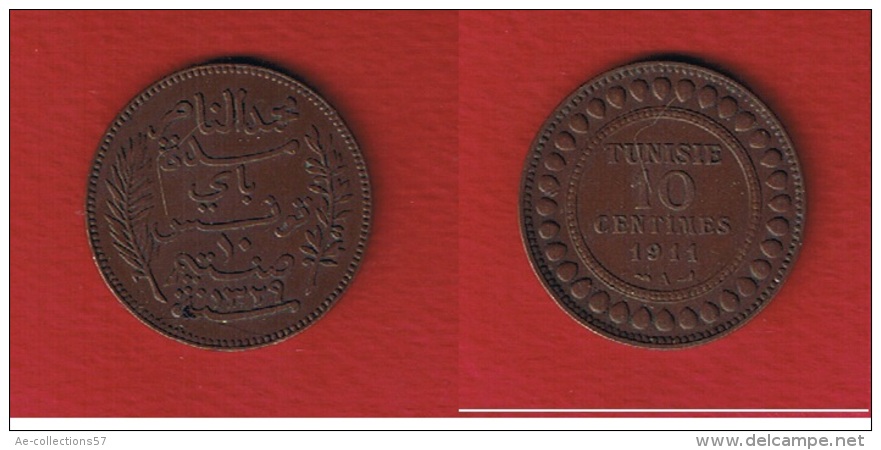 Tunisie  -  10 Centimes 1911  --  Km # 236 --  état  TTB - Tunisie