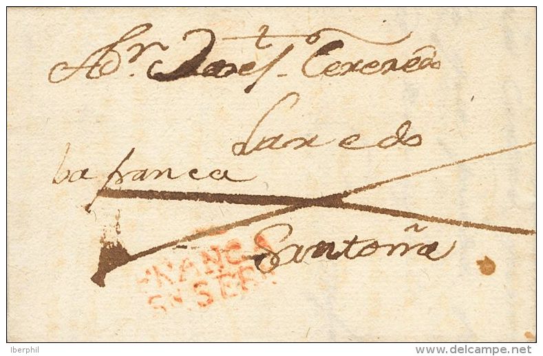 SOBRE 1804. SAN SEBASTIAN A SANTOÑA. Manuscrito "Ba Franca" Y Marca FRANCA / SN.SEBN (P.E.29) Edición 2004 - ...-1850 Vorphilatelie