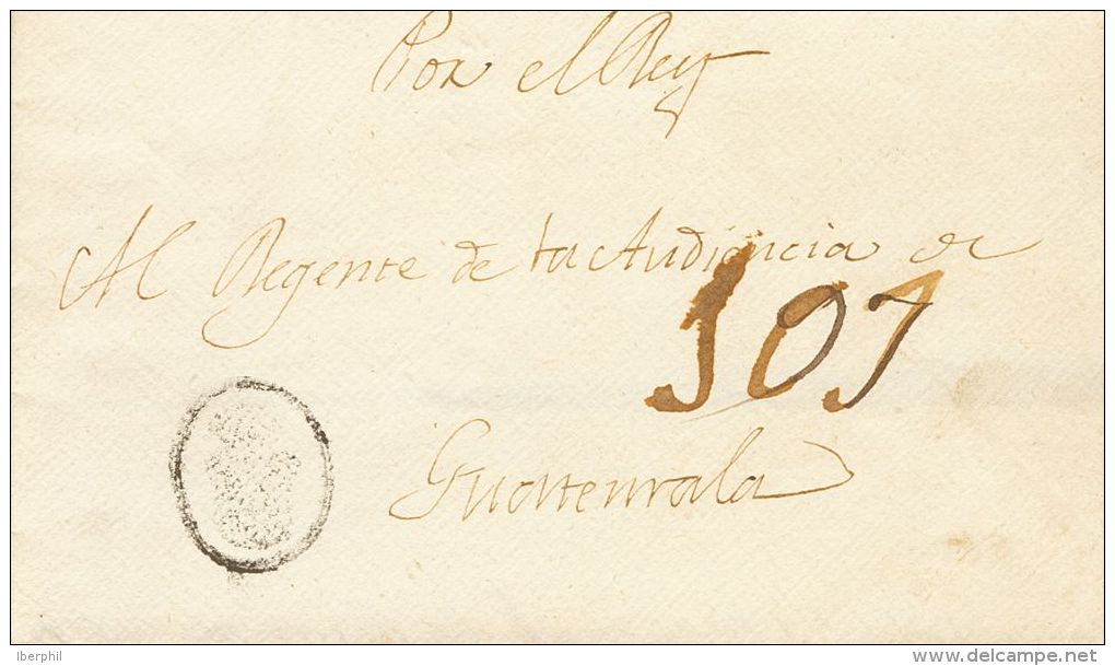 SOBRE (1812ca). MADRID A GUATEMALA. Marca De CORREO REAL (similar A La P.E.42) Y Porteo Manuscrito "101". MAGNIFICA Y MU - ...-1850 Vorphilatelie