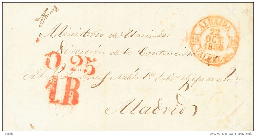 SOBRE 1850. ALBAIDA A MADRID. Baeza ALBAIDA / VALENCIA. MAGNIFICA. - ...-1850 Prefilatelia