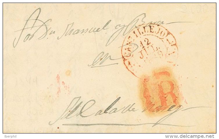 SOBRE 1849. VILLACORTA (SEGOVIA) A ALCALA DE HENARES. Baeza CASTILLEJO / CAST. LA N., En Rojo. MAGNIFICA. - ...-1850 Prephilately