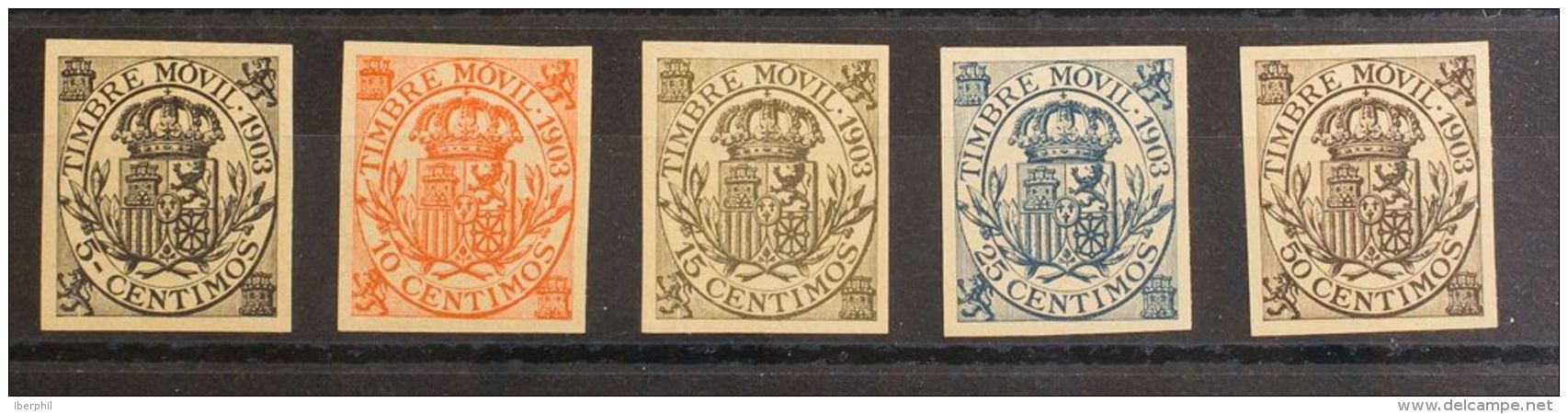 **/* Serie Completa, Cinco Valores. SIN DENTAR. MAGNIFICA Y RARA. (Alemany 74/78s) - Fiscales