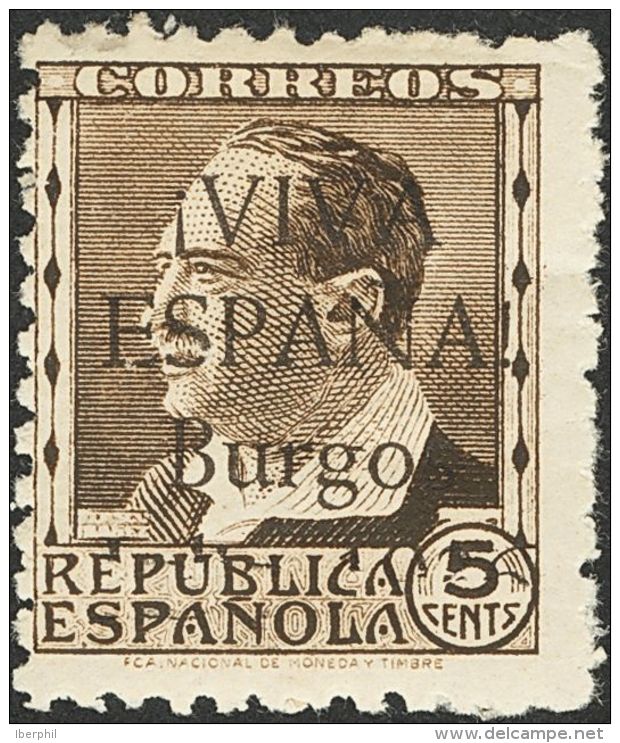 4hee * 5 Cts Negro. Variedad Sin "JULIO" De "1936". MAGNIFICO Y RARO. - Emisiones Nacionalistas