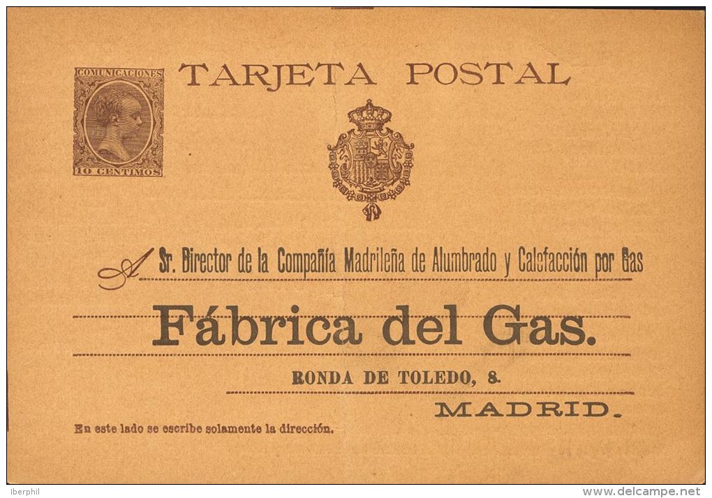 EP36 (*) 10 Cts Casta&ntilde;o Sobre Tarjeta Entero Postal Con Preimpresión Privada FABRICA DEL GAS, En Anverso Y - Otros & Sin Clasificación