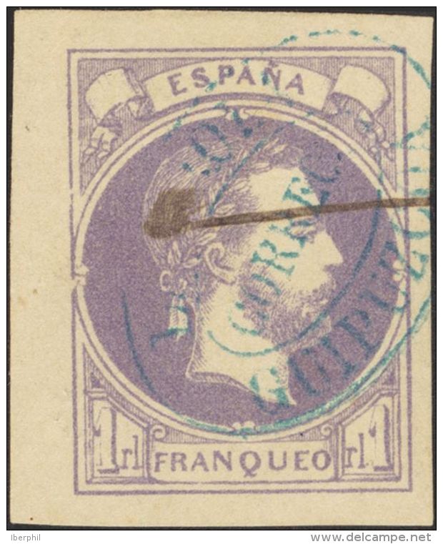 158 &ordm; 1 Real Violeta. Matasello Oval LASTAOLA / CORREOS / GUIPUZCOA, En Violeta. MAGNIFICO. @Edifil 2017: 415&euro; - Carlistes