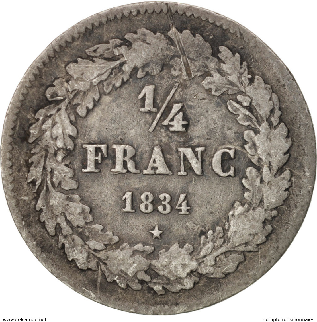 Monnaie, Belgique, Leopold I, 1/4 Franc, 1834, TB+, Argent, KM:8 - 1/4 Franc