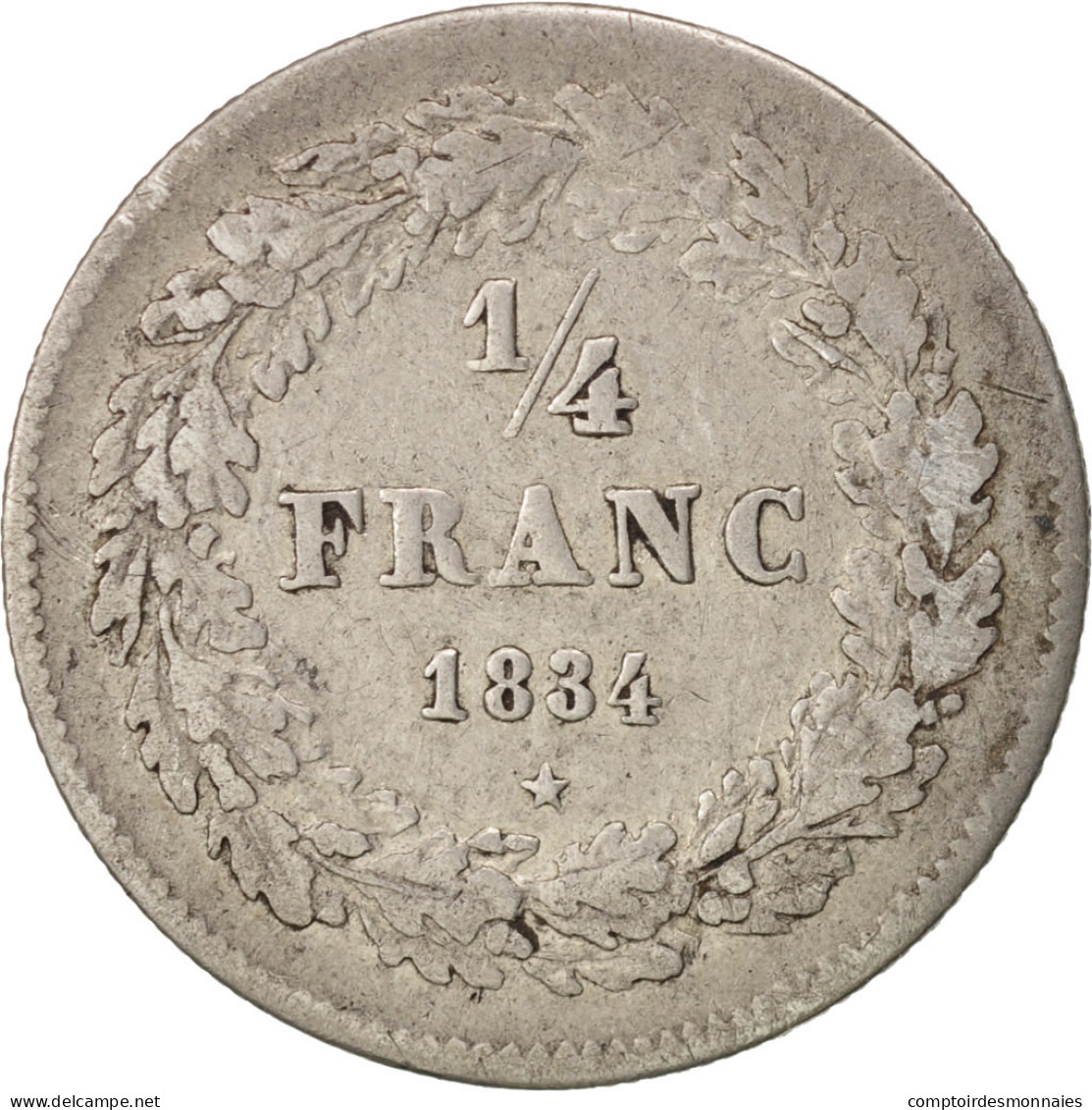 Monnaie, Belgique, Leopold I, 1/4 Franc, 1834, TB+, Argent, KM:8 - 1/4 Frank