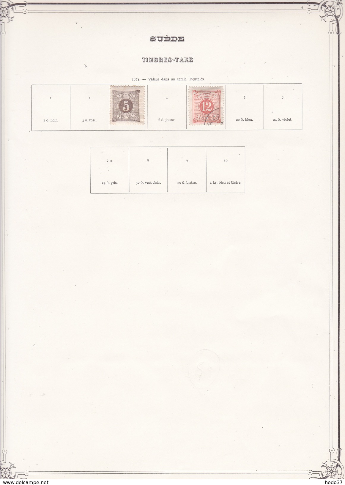 Suède - Collection Vendue Page Par Page - Timbres Neufs * (avec Charnière) / Oblitérés - Qualité B/TB - Taxe