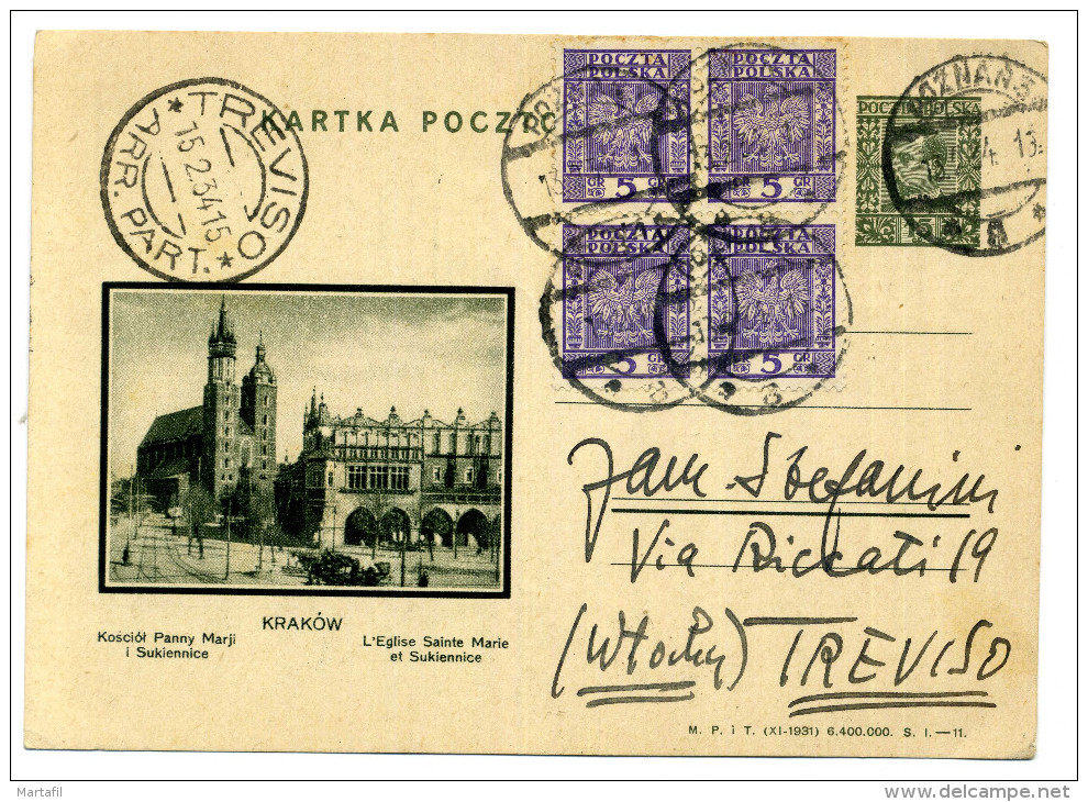 1934 POLONIA INTERI POSTALI 15gr. POCZTA POLSKA // PER TREVISO - Ganzsachen