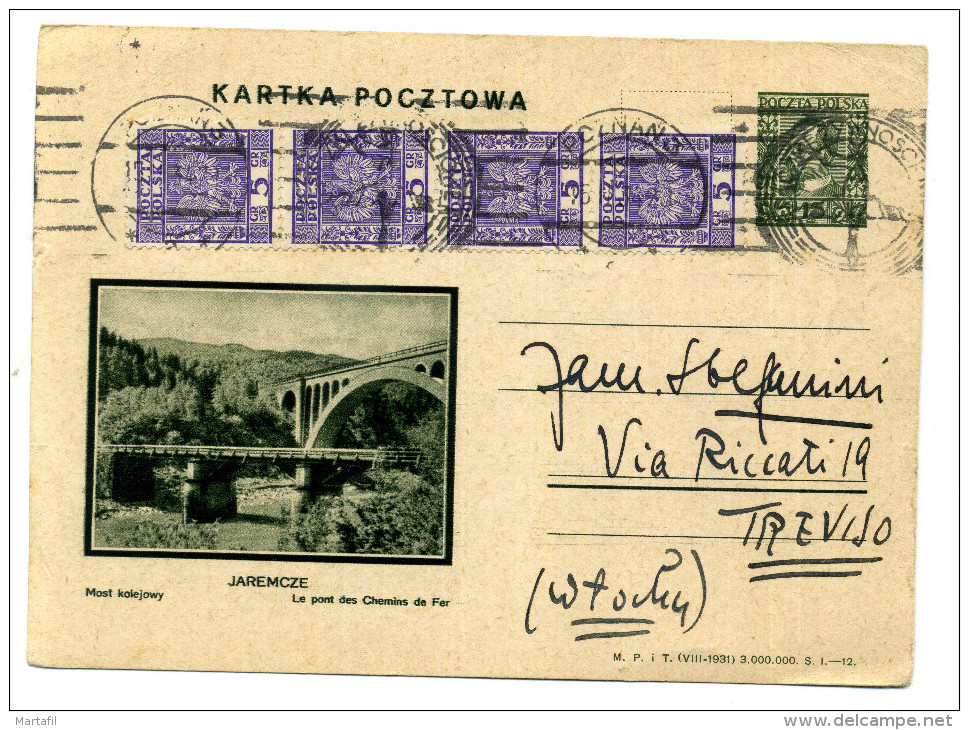 1934 POLONIA INTERI POSTALI 15gr. POCZTA POLSKA // PER TREVISO - Ganzsachen