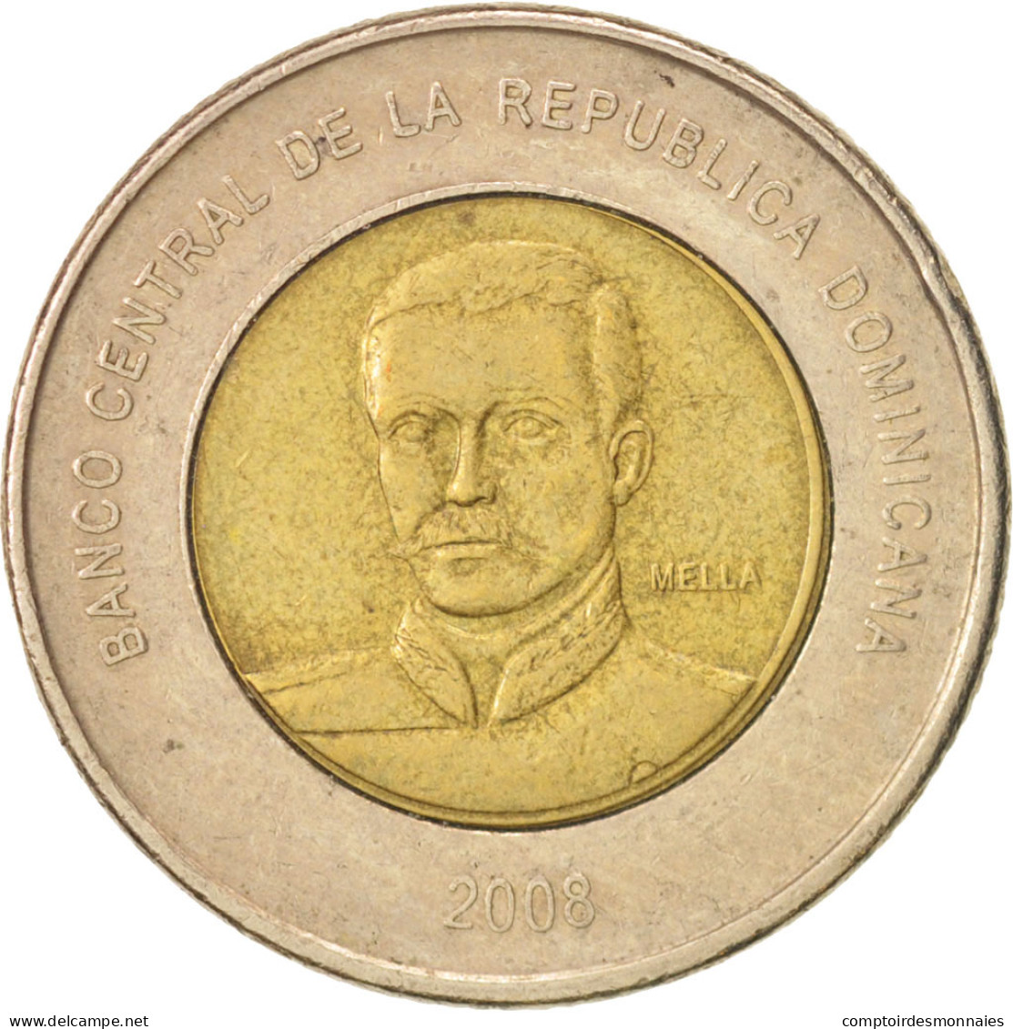 Monnaie, Dominican Republic, 10 Pesos, 2008, TTB+, Bi-Metallic, KM:106 - Dominicaanse Republiek