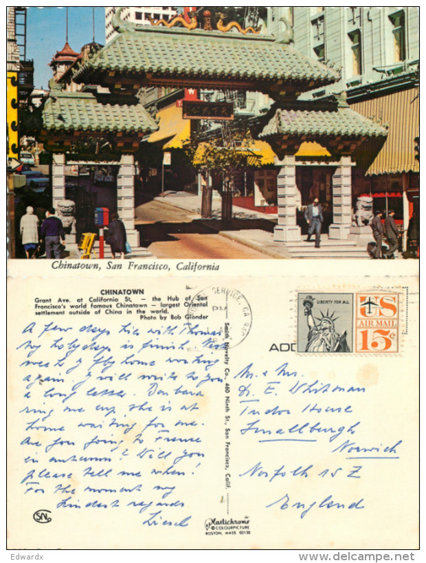 Chinatown, San Francisco, California, United States US Postcard Posted 1978 Stamp - San Francisco