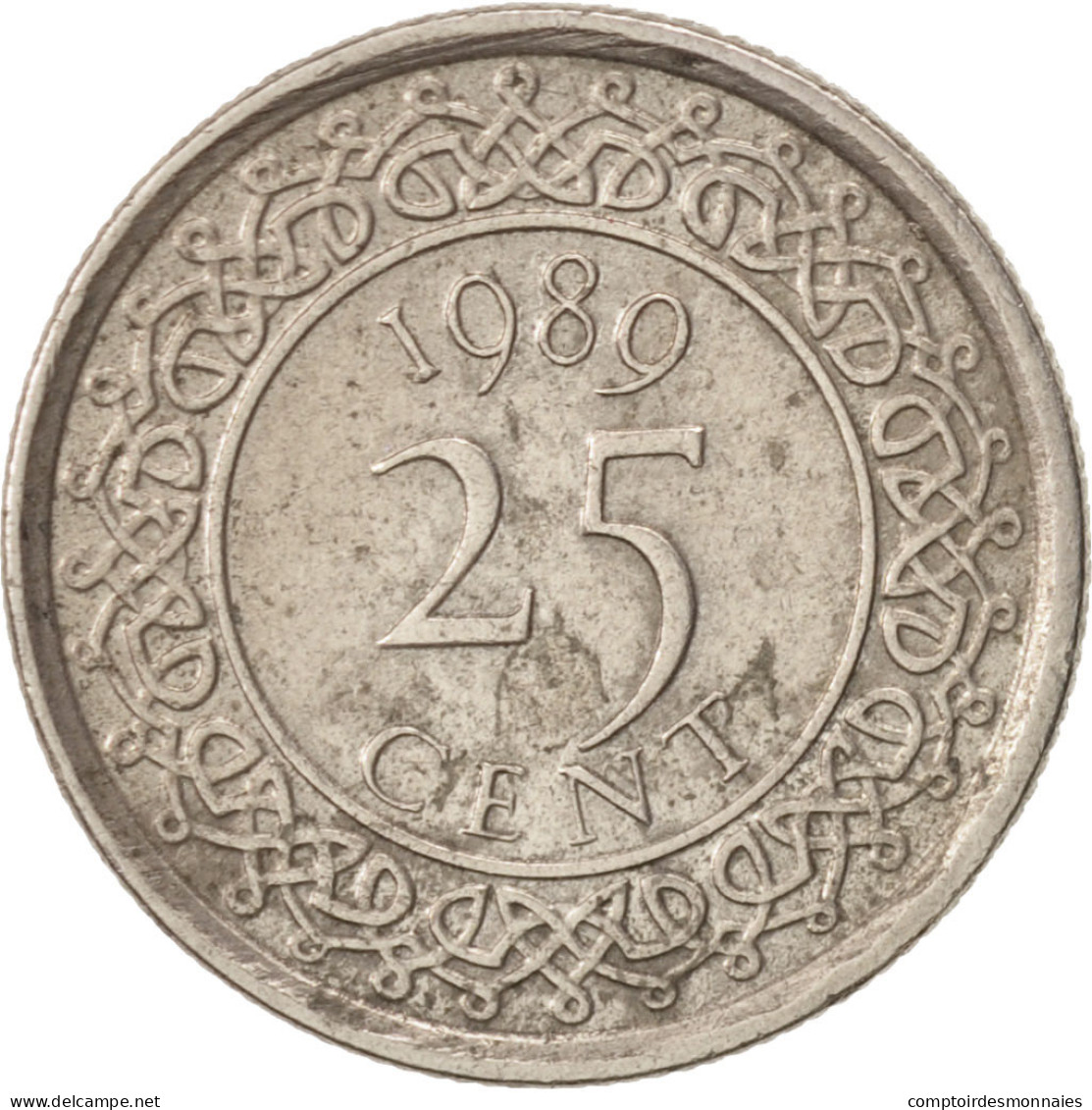 Monnaie, Surinam, 25 Cents, 1989, TTB+, Nickel Plated Steel, KM:14A - Surinam 1975 - ...