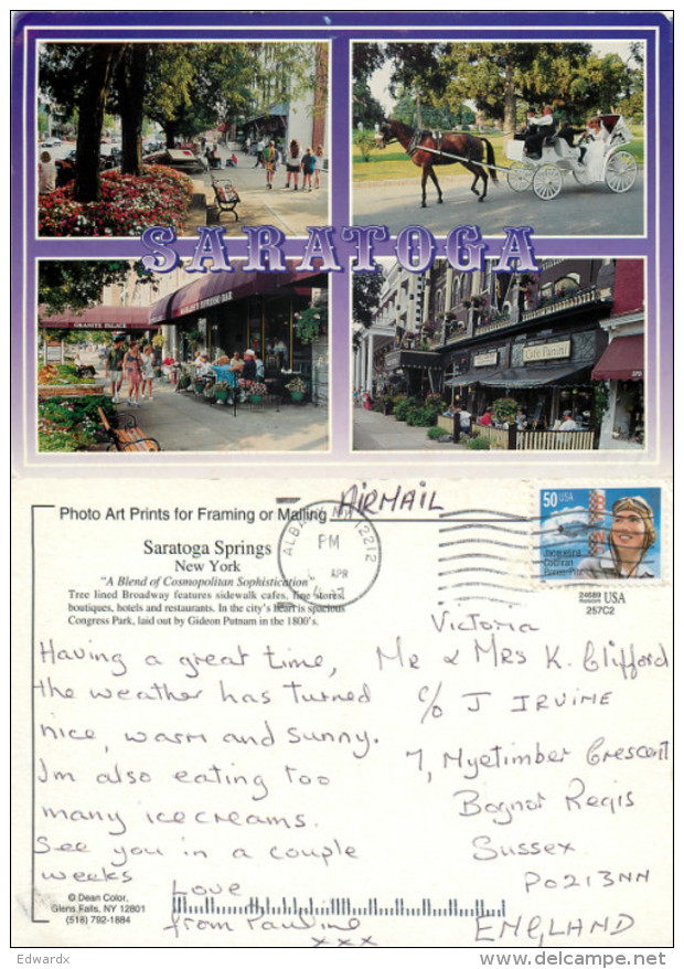 Saratoga Springs, New York, United States US Postcard Posted 1997 Stamp - Saratoga Springs