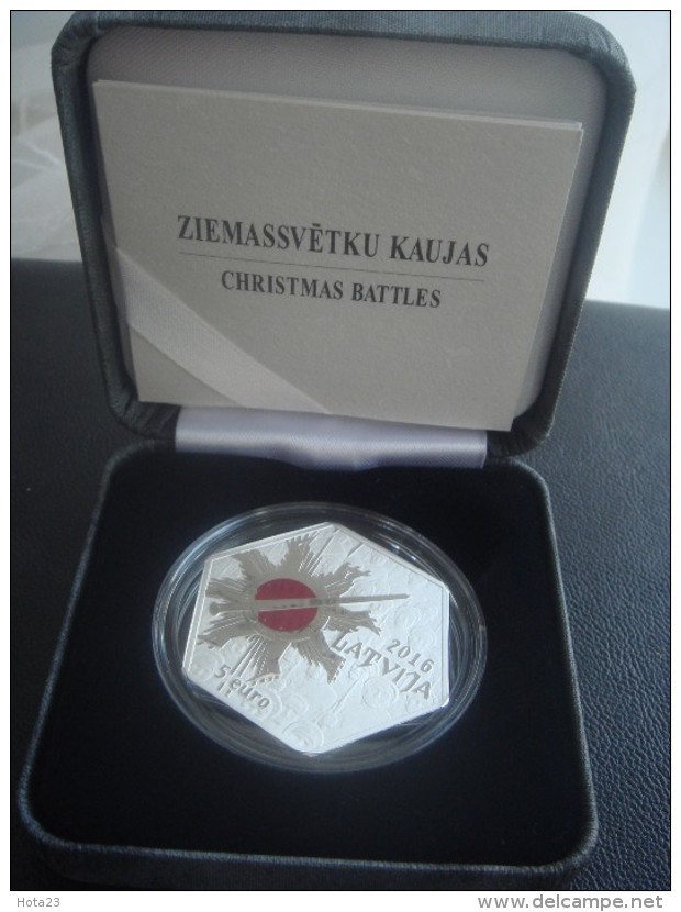 5 Euro 2016 SILVER COIN Latvia LETTLAND  Lettonia  Christmas Battles Military Order PROOF - Lettonie