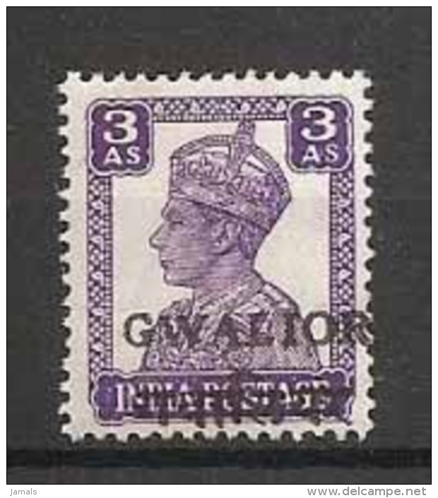 Br India King George VI, SG133 3a Bright Violet, Mint, Princely State Gwalior Overprint, Alizah Printing, Inde CV 95£ - Gwalior