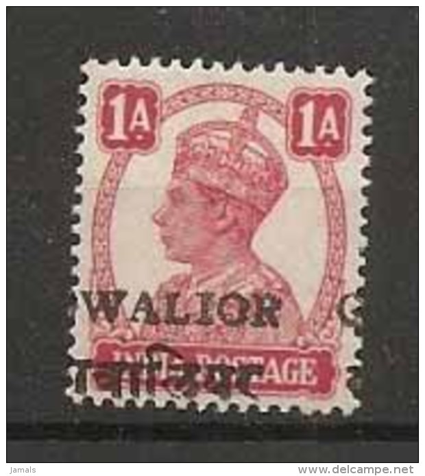 Br India King George VI, 1 An, Princely State Gwalior Overprint, Alizah Printing, Mint, Inde - Gwalior