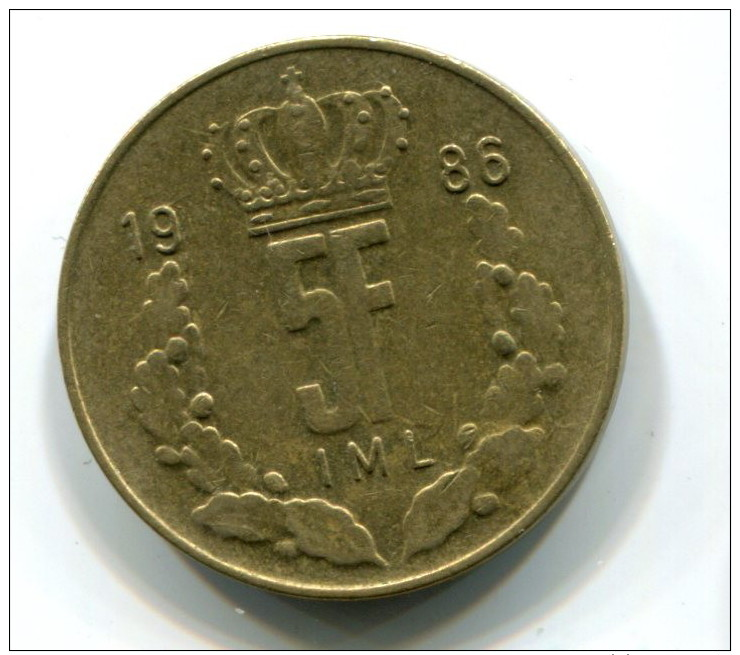 1986 Luxembourg 5 Francs Coin - Luxembourg