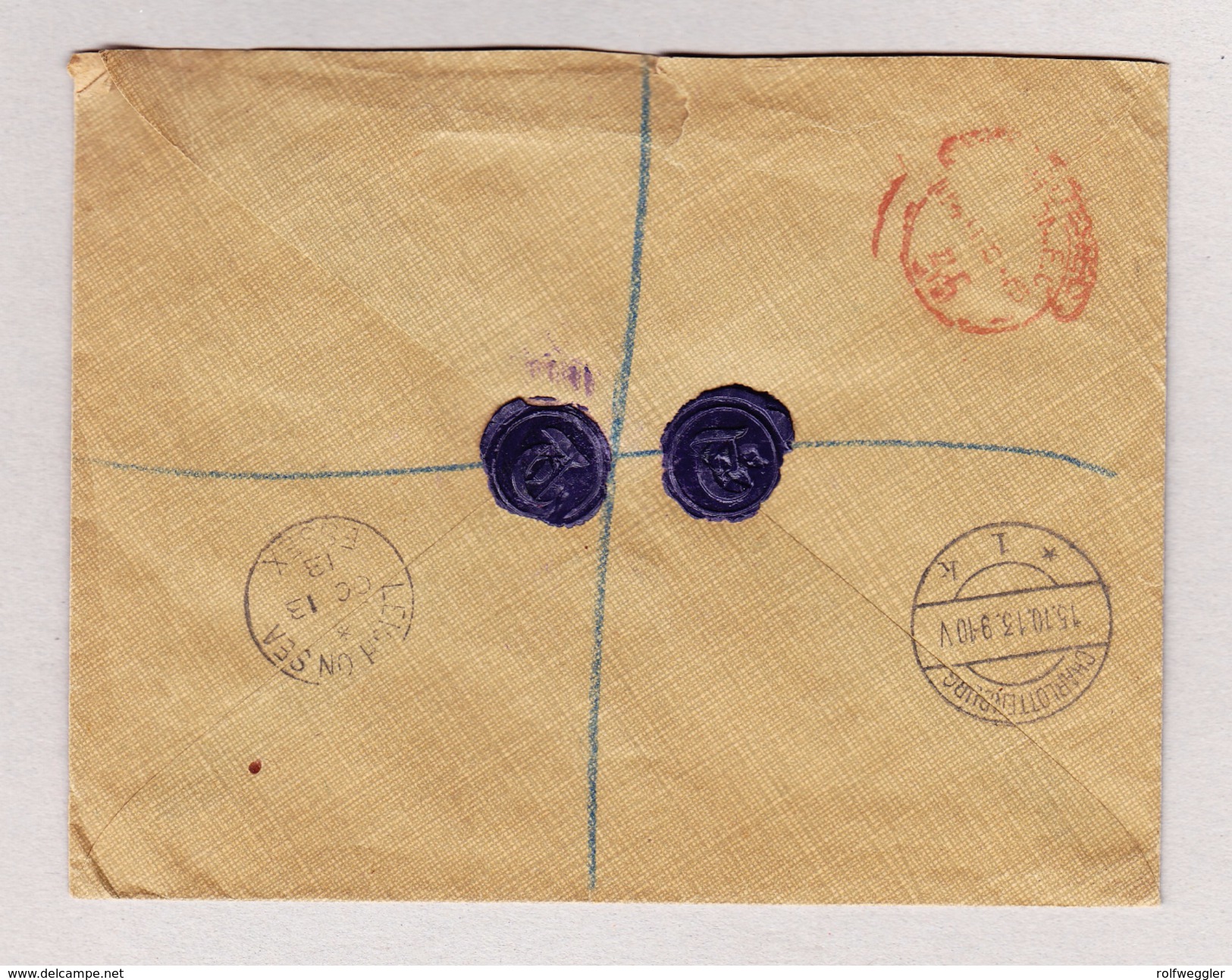 GB SOUTHEND-ON-SEE 13.10.1913 R-Brief Nach Charlottenburg Mit Ganzsachen Ausschnitt - Lettres & Documents
