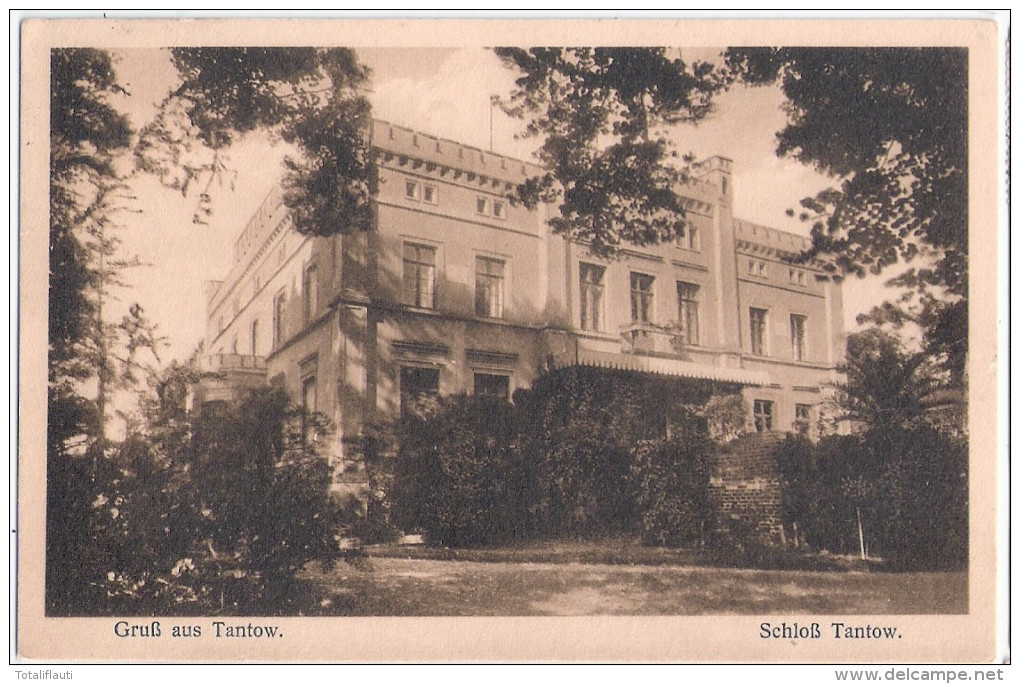 Gruß Aus TANTOW Schloß Uckermark Autograf Adel An Frl Von Jagnow 16.4.1926 Gelaufen - Gartz
