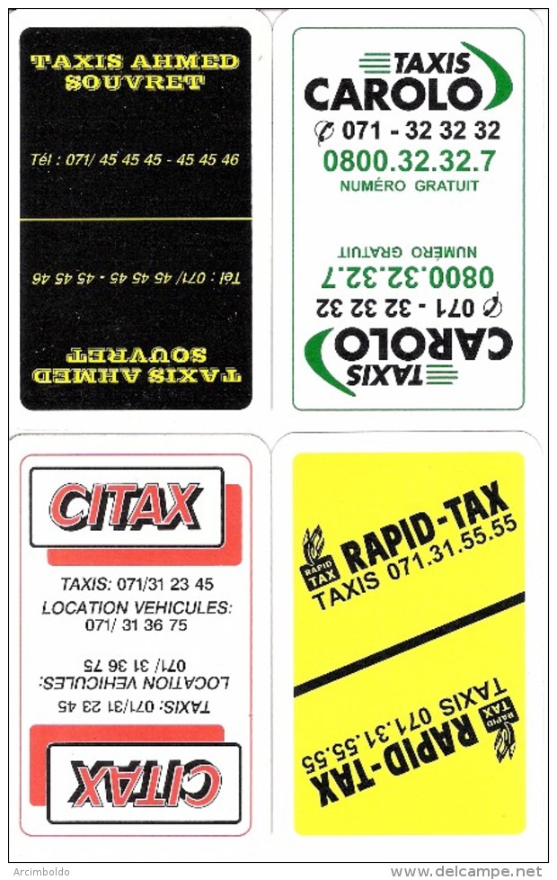 4 Dos De Carte  : Taxis Ahmed Souvret - Carolo - Citax - Rapid - Tax - Charleroi - Cartes à Jouer Classiques