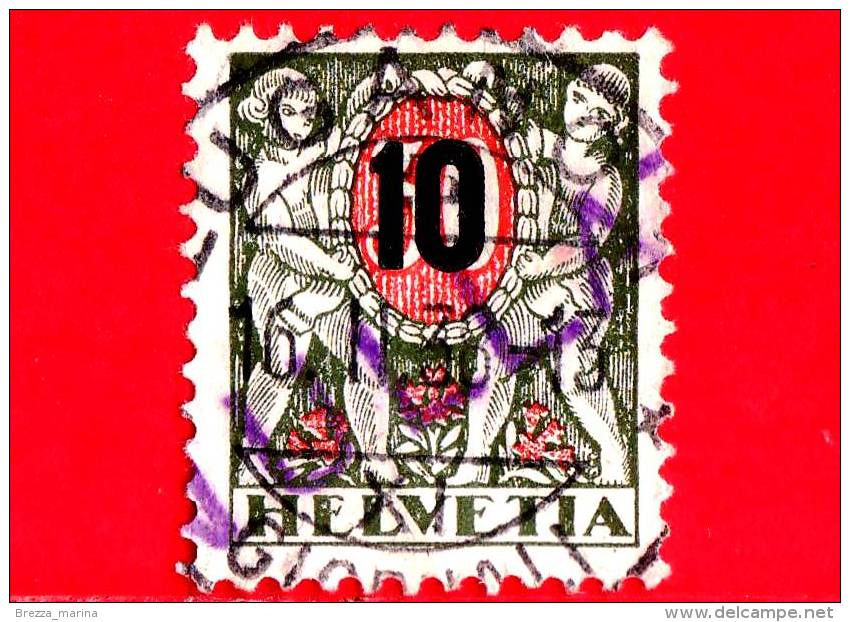 SVIZZERA - Helvetia - Usato - 1937 - Numero - Segnatasse - Sovrastampatato 10 Su 30 - Portomarken